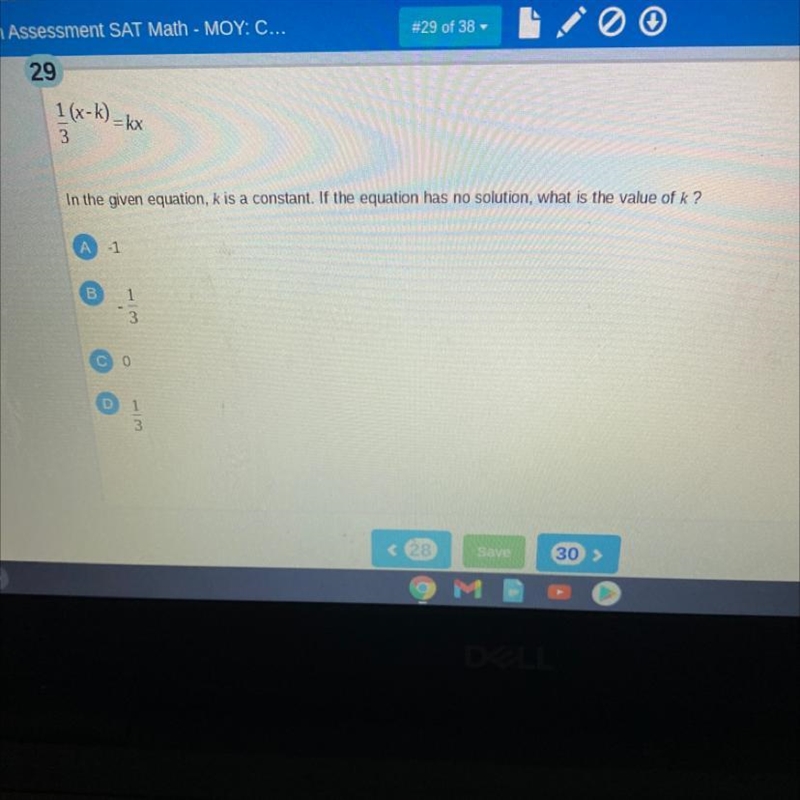 In the given equation, k is a constant. If the equation has no solution, what is the-example-1