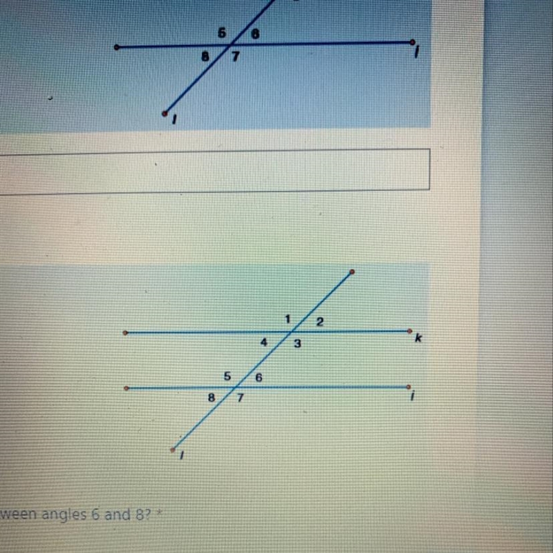 What is the angle pair relationship between angles 6 and 8?-example-1