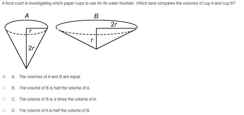 A food court is investigating which paper cups to use for its water fountain. Which-example-1