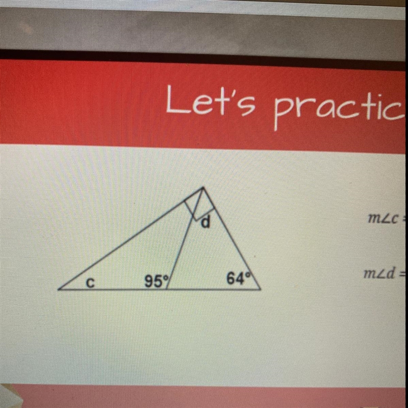 HELP FIND ANGLE C!!! ANGLE D=31-example-1