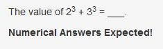 +8 points The value of 2(3) + 3(3) = ___. Numerical Answers Expected!-example-1