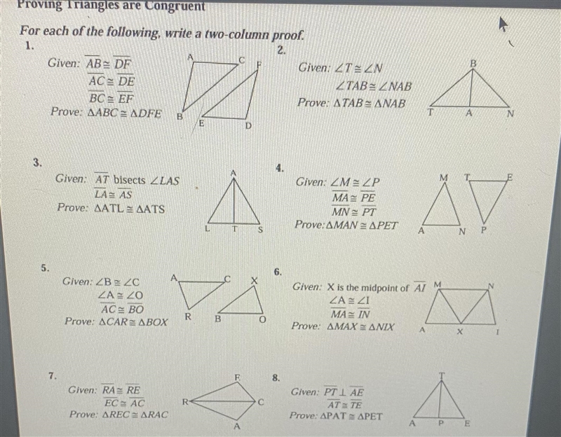 I need help doing these questions asking for two column proofs.-example-1