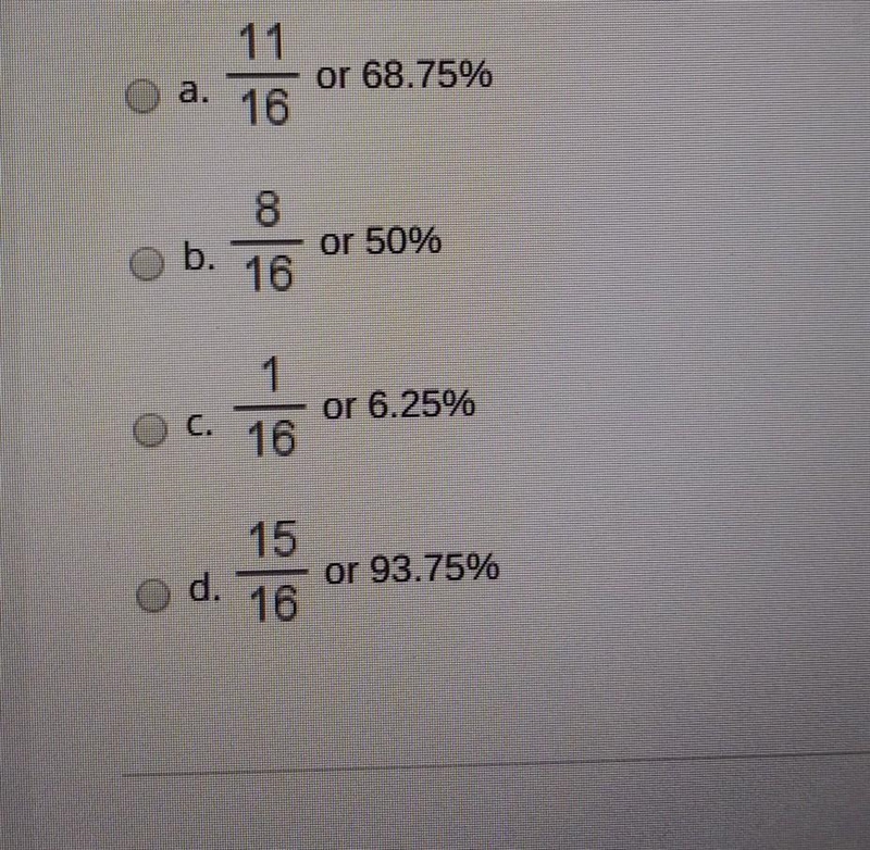 A Fair coin is tossed 4 times. What is the probability of not getting all heads?​-example-1