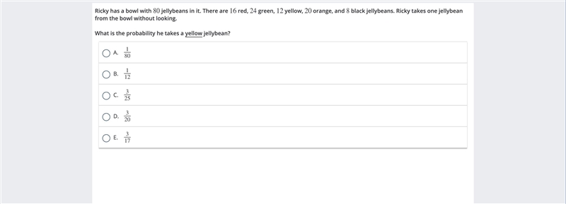 What is the probability he takes a yellow jellybean?-example-1