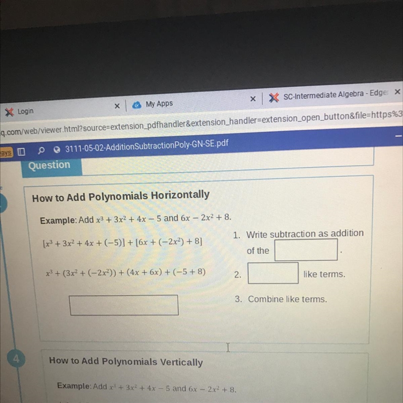 Adding & Subtracting Polynomials need help-example-1