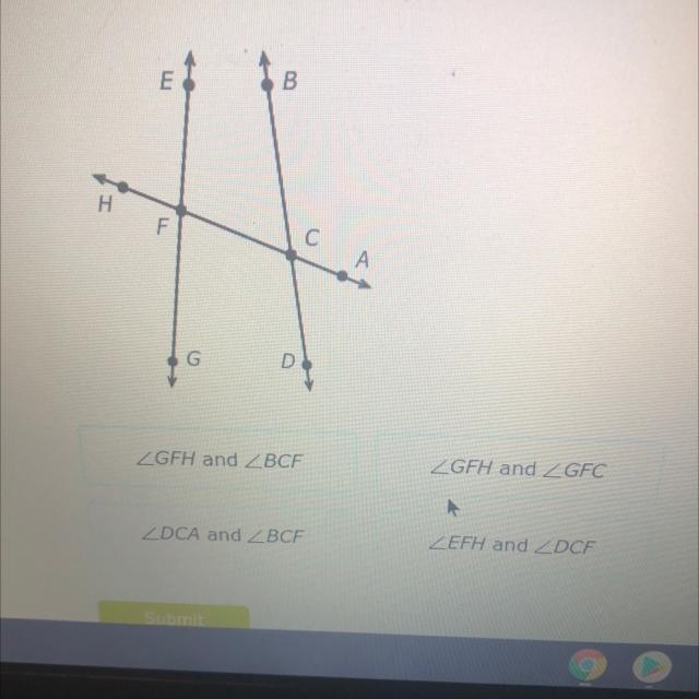 Which angles are vertical angles?-example-1