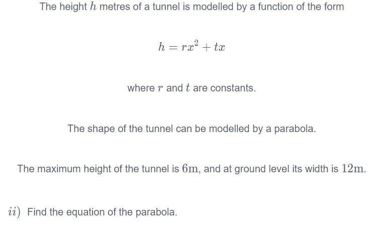 Parabola Equations - Algebra Please explain working clearly. Help greatly appreciated-example-1