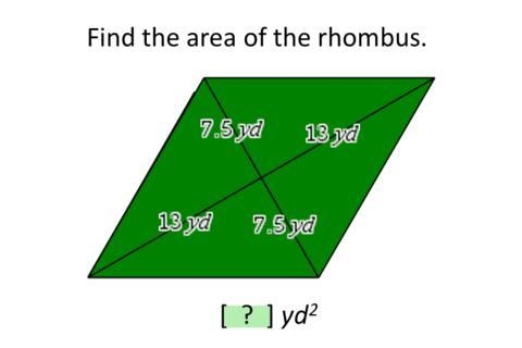 Find the area of the rhombus.-example-1