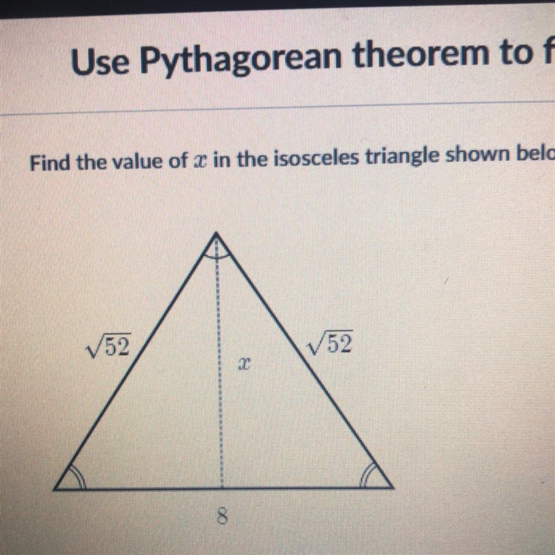 *20 points easy question* Find the value of x in the isosceles triangle shown below-example-1