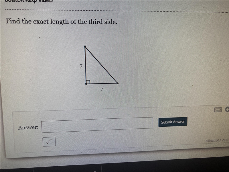 Find the exact length of the third side .-example-1