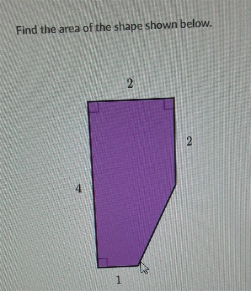 Find the area of the shape shown below. ​-example-1