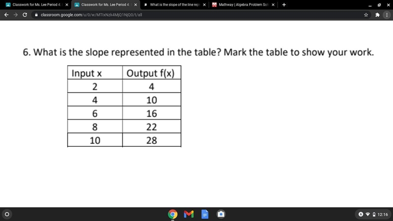 What is the slope represented in the table??????-example-1