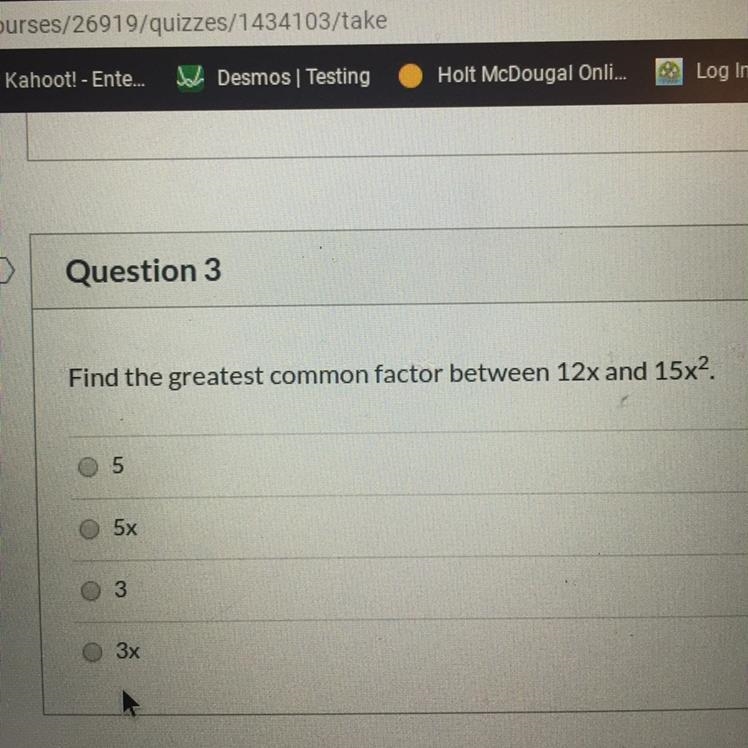 What’s the greatest common factor between 12x and 15x-example-1