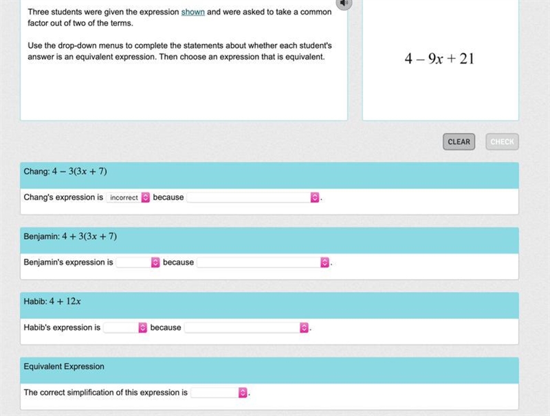 Three students were given the expression shown and were asked to take a common factor-example-1