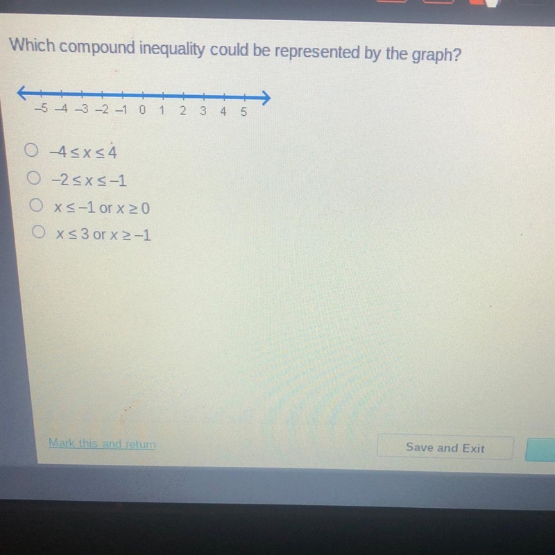 Which compound inequality could be represented by the graph? Pls help-example-1