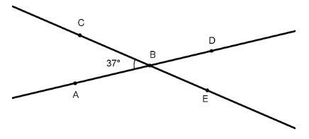 Lines CE and AD intersect at B. What is the measure of angle DBE? Group of answer-example-1