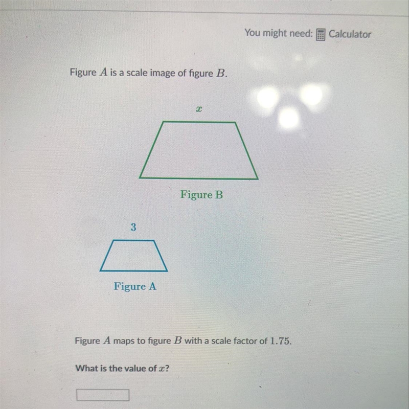 Figure A is a scale image of figure B. Figure A maps to figure B with a scale factor-example-1