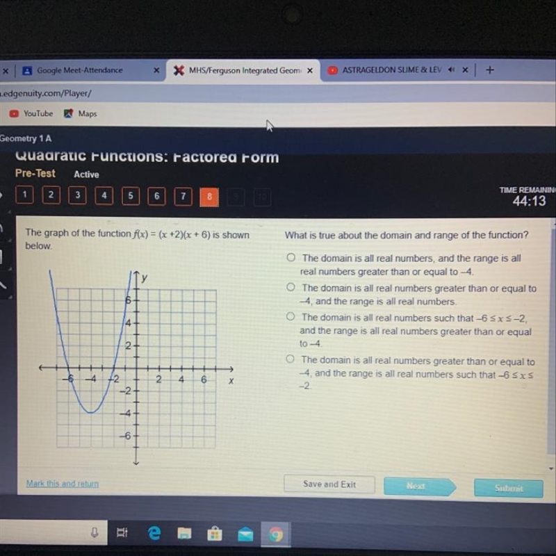 What is true about the domain and range of the function? The graph of the function-example-1