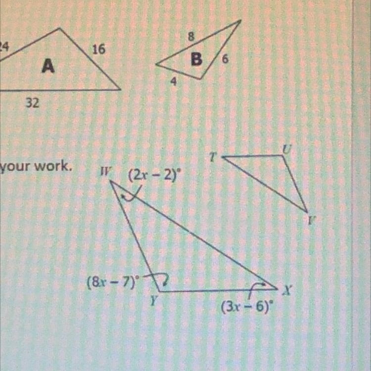 Write an equation and solve for the value of x. Show your work.-example-1