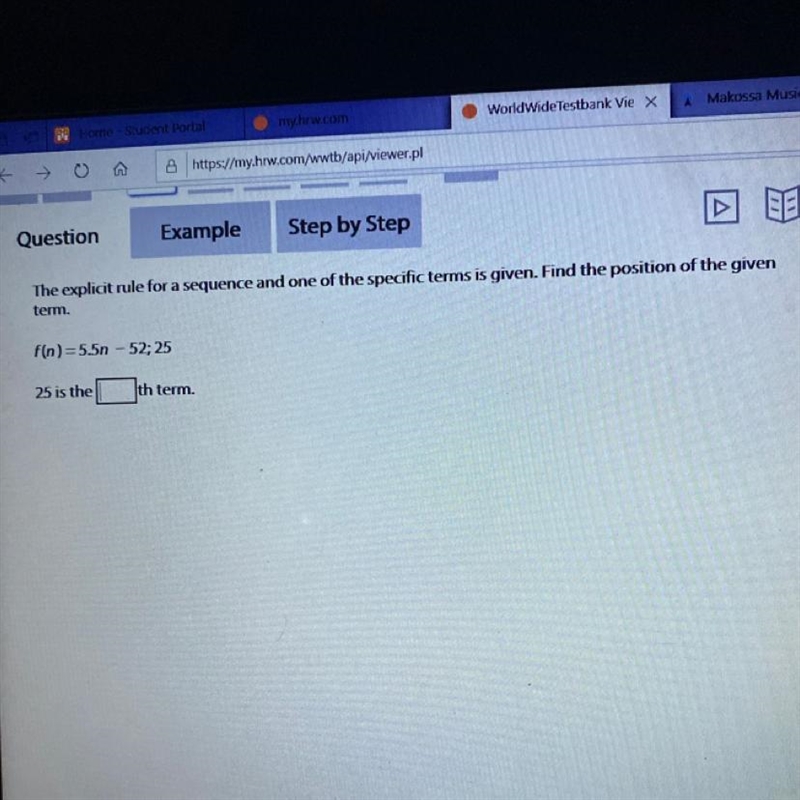 The explicit rule for a sequence and one of the specific terms is given. Find the-example-1