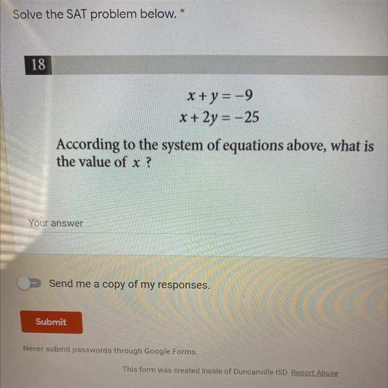 According to the system of equations above, what is the value of x ? Need someone-example-1