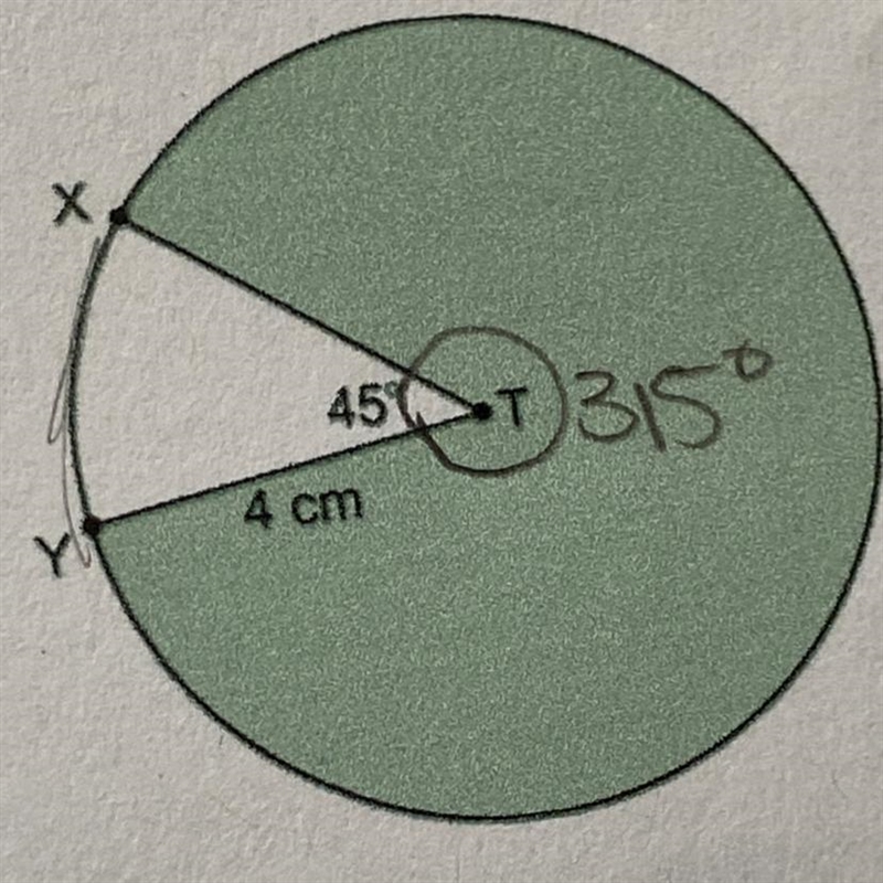 What is the length of arc xy-example-1