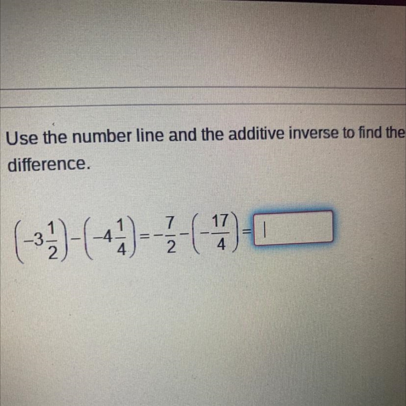 Use the number line and the additive inverse to find the difference.-example-1