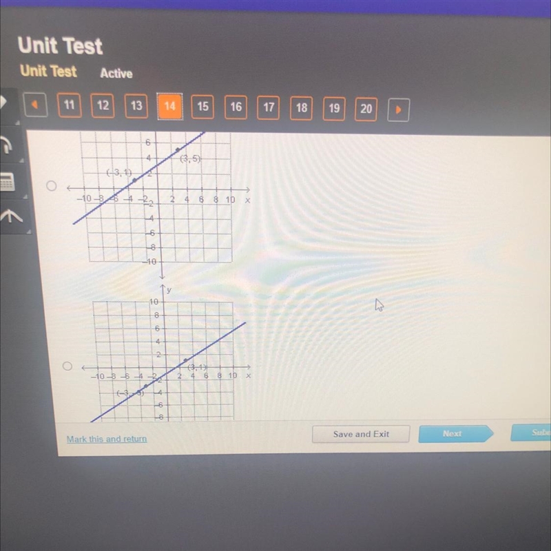 Which is the graph of the equation y-1=2/3(x-3)?-example-1