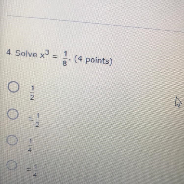 Solve x^3 = 1/8 please i’m dumb and don’t know-example-1