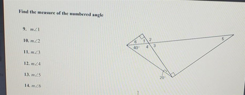 Find the measure of the numbered angles. 9. m<1 10. m<2 11. m<3 12. m&lt-example-1