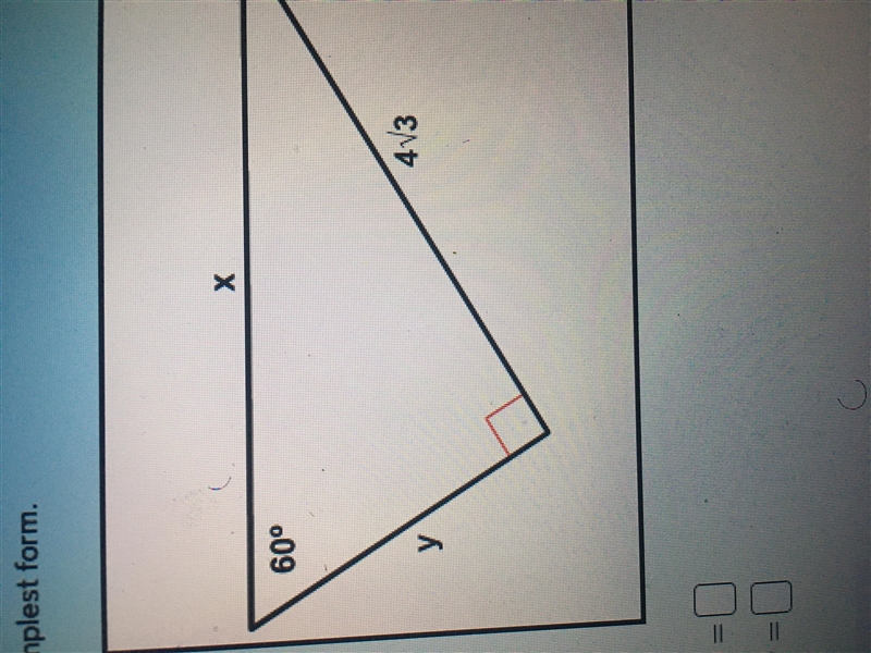 Find the missing side lengths leave your answerss as radicals-example-1