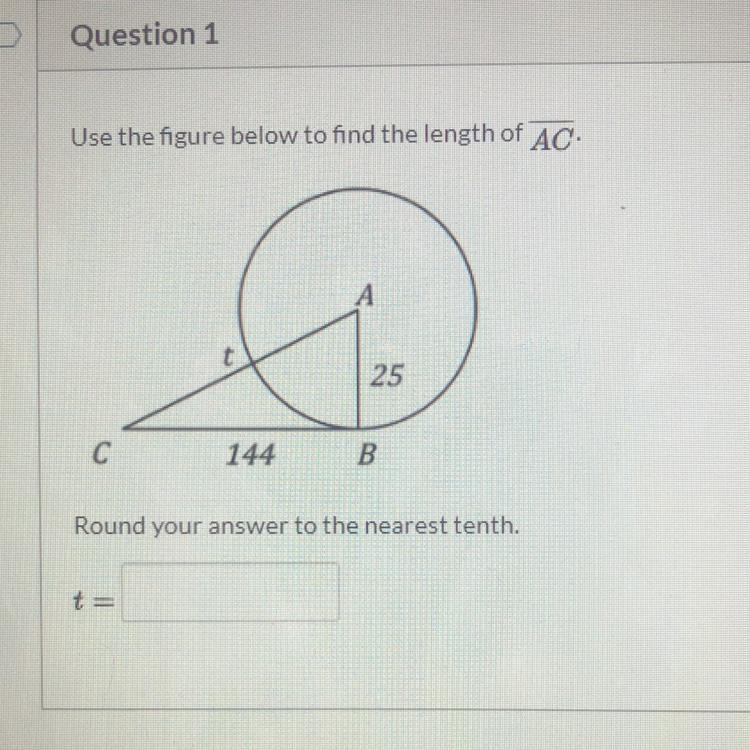 Use the figure below to find the length of AC . please help me .-example-1