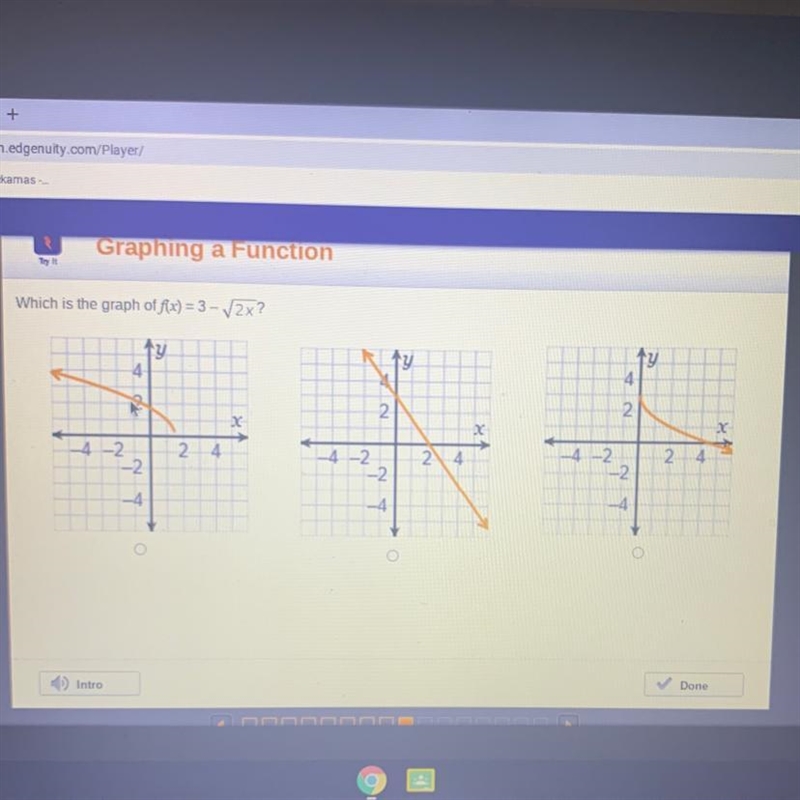 Which is the graph of f(x) = 3 - 2x?-example-1