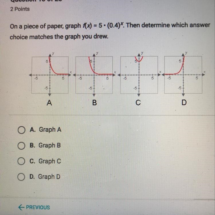 On piece of paper, graph f(x) =5• (0.4)^x-example-1