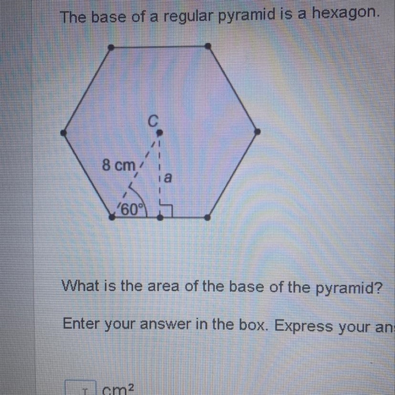 The base of a regular pyramid is a hexagon.-example-1