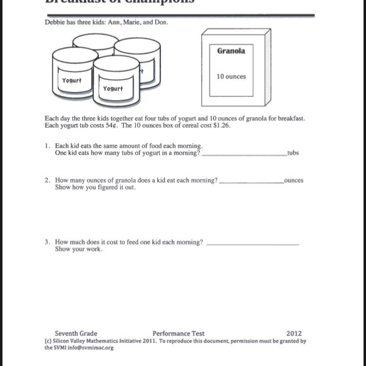 1. Each kid eats the same amount of food each morning. One kid eats how many tubs-example-1