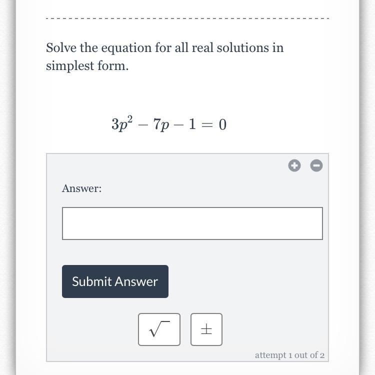 Quadratic 3p^2−7p−1=0-example-1