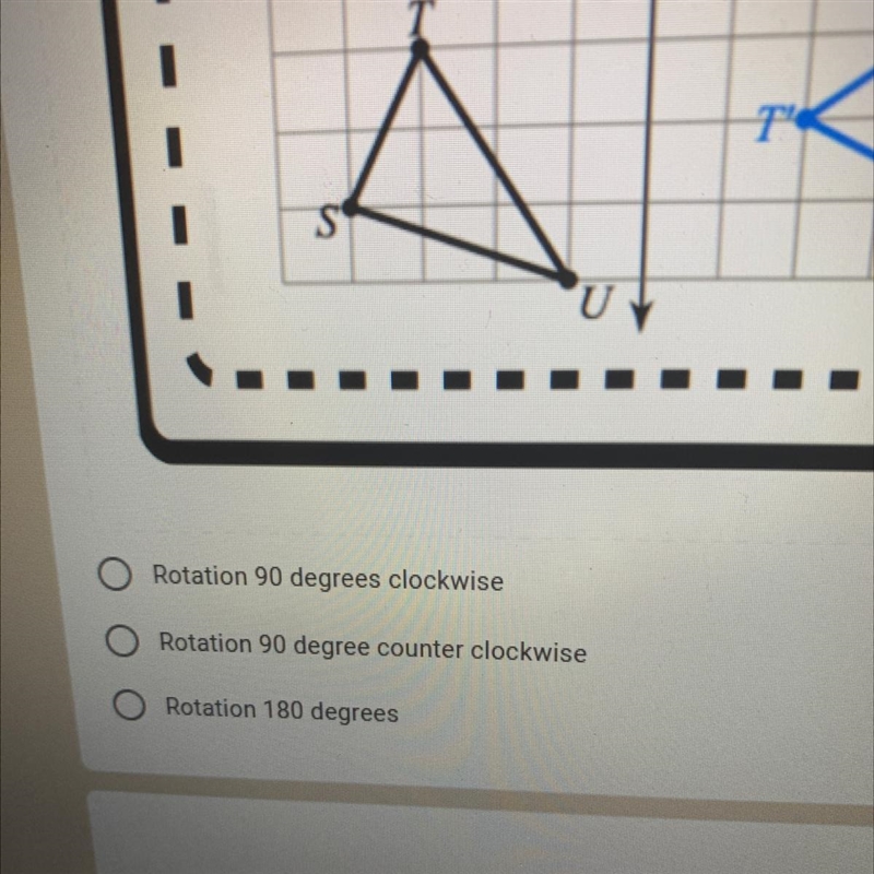 QUESTION #1 Write the rule to describe the rotation.-example-1