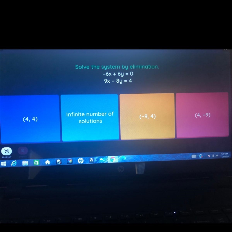 Solve the system by elimination. -6x + y = 0 9x - 8y = 4-example-1