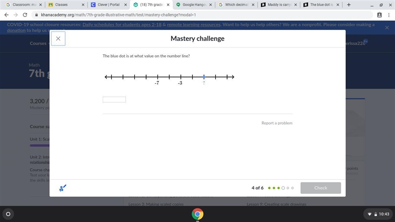 PLS ANSWER FAST!!!!!!!!!!!!!!!!!!! The blue dot is at what value on the number line-example-1