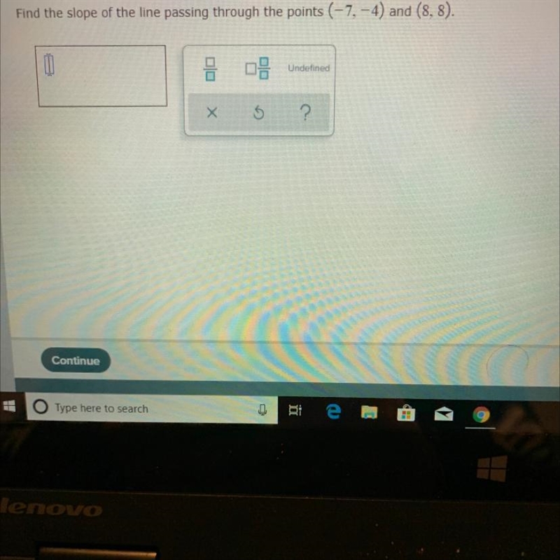 Find the slope of the line passing through the points (-7, -4) and (8,8).-example-1