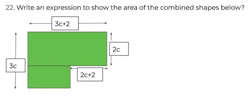 Write an expression to show the area of the combined shapes below-example-1