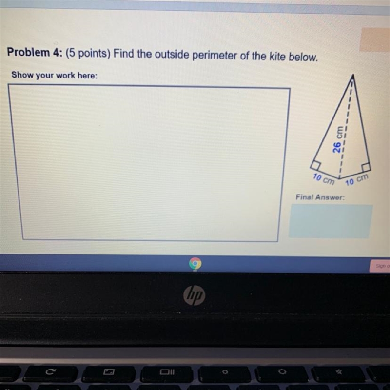 (30 POINTS) Find the outside perimeter of the kite below. Show your work here: Final-example-1