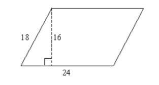 The area of the parallelogram is_______________ 8. Select the appropriate response-example-1