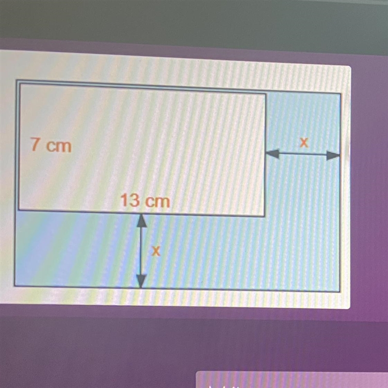 The total area of the figure to the right is 187cm. Use this fact to write an equation-example-1