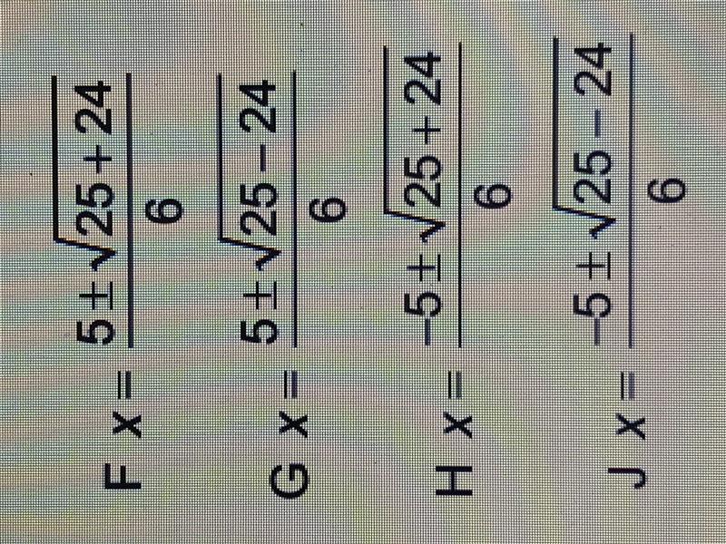 Carlos is using the quadratic formula to find the solutions of y=3x^2-5x-2. Which-example-1