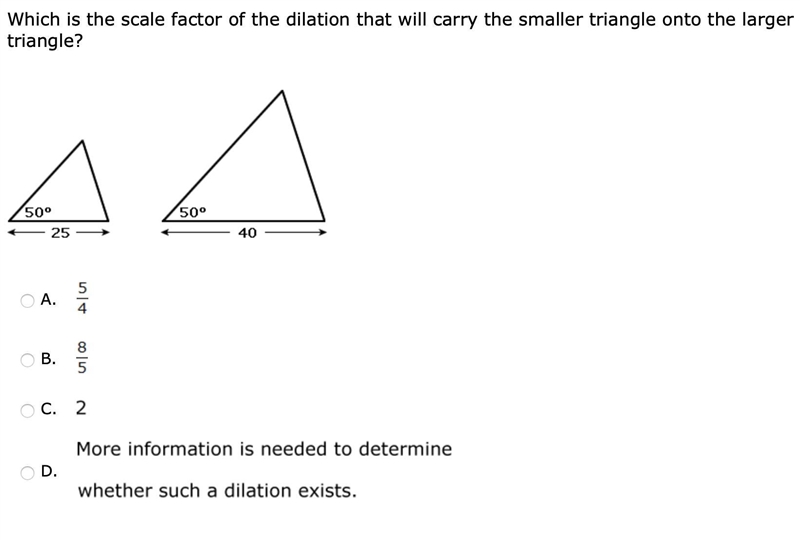 Question 12: Which is the scale factor of the dilation that will carry the smaller-example-1