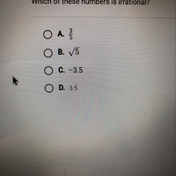 Which of these numbers is irrational?-example-1