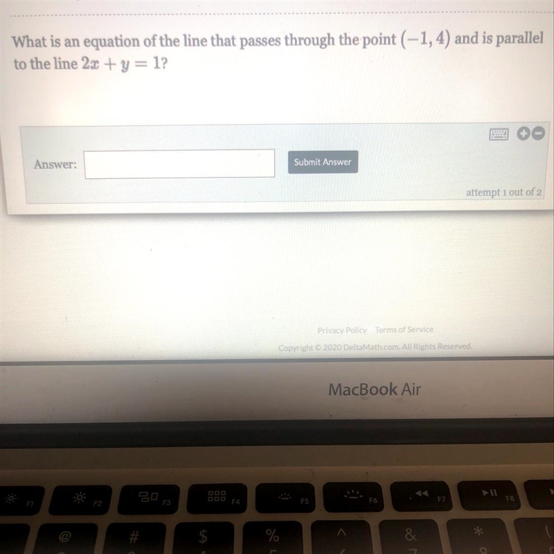 What is an equation of the line that passes through the point (-1, 4) and is parallel-example-1