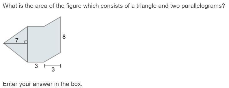 What is the are of the figure which consists of a triangle and two parallelograms-example-1